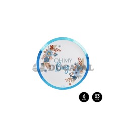 Plato llano cartón OH MY BOY azul 23cm 6 unidades. Ducaval envios 24/