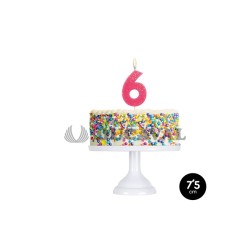 Vela número 6 flúor + glitter colores surtidos
