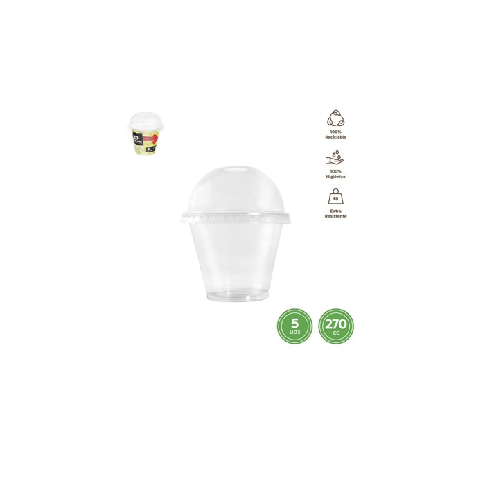 ¡Vaso transparente con cupula 270ml especial uvas 5 uds | Ducaval | E