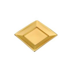 Plato cuadrado reut. oro metal  23X23CM 4UD | Ducaval | Envías 24/48 
