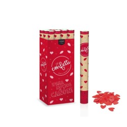 CAÑONAZO CONFETI PETALOS Y CORAZONES ROJO 60CM | Ducaval | Envías 24/