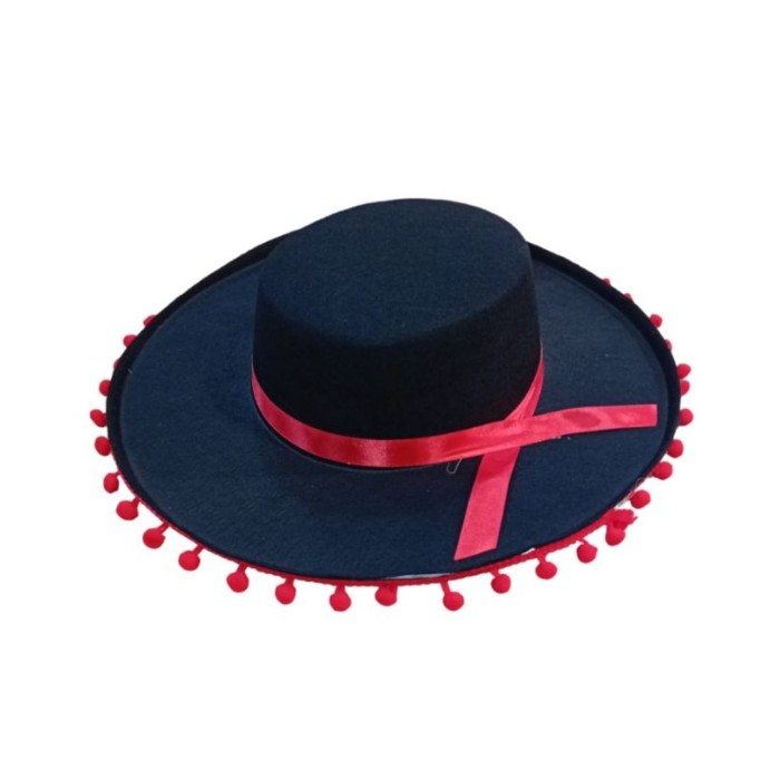 Sombrero cordobes borlas rojas infantil | Ducaval | Envíos 24/48 hora