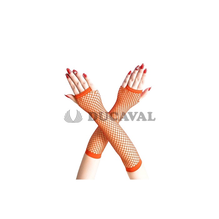 Guantes rejilla naranja largos