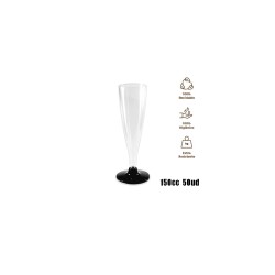 Copa cava reut transp pie negro 150cc 50ud | Ducaval | Envíos 24/48h