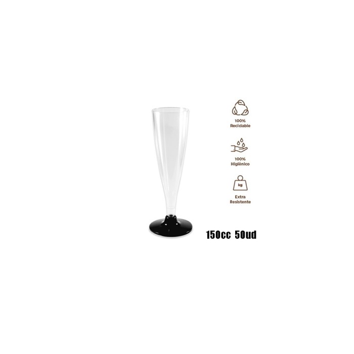 Copa cava reut transp pie negro 150cc 50ud | Ducaval | Envíos 24/48h