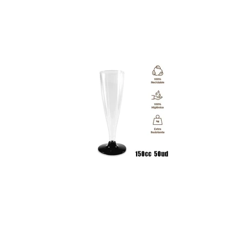 Copa cava reut transp pie negro 150cc 50ud | Ducaval | Envíos 24/48h