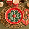 6 Platos De Cartón Copo De Nieve Rojo y Verde 23 Cm | Ducaval | Envío