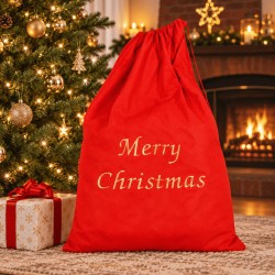 Saco De Papá Noel Rojo Merry Christmas 60x95 Cm | Ducaval | Envíos 24