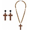 Set de Pendientes de Cruz y Rosario de Madera 130 cm | Ducaval | Enví
